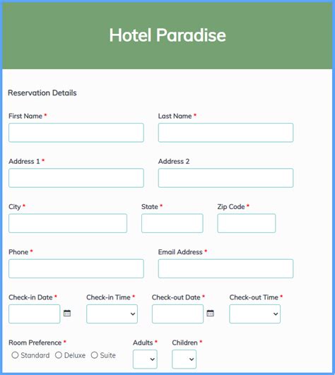 example of reservation form|Free Online Reservation Form Template .